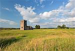 The ruins of Knowlton Church surrounded by countryside, Dorset, England, United Kingdom, Europe