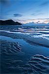 Low tide on Crackington Haven Beach during twilight, Cornwall, England, United Kingdom, Europe