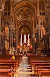 The decorated nave of Notre Dame de Fourviere, Lyon, Rhone, Rhone-Alpes, France, Europe