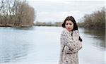 Portrait of Young Woman by Lake, Mannheim, Baden-Wurttemberg, Germany