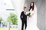 Portrait of Bride and Groom Outdoors, Toronto, Ontario, Canada