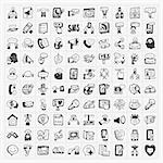 doodle communication icons set