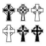 Celtic crosses black pattern set isolated on white