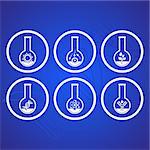 White molecular biology science icons in test tubes