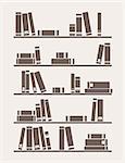 Books on the shelf vector simply retro school or library illustration. Vintage objects for decorations, background, textures or interior wallpaper.
