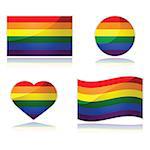 Set with the rainbow flag of the LGBT movement in different shapes