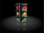 3d illustration of traffic light over dark background