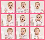 Nine portraits of the baby of 9 months old are placed on one sheet.