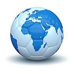 An image of a soccer ball with world map