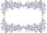 Illustration of frame from abstract flowers in lilac color