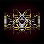 angular vector pattern with ornament on dark gradient background in art deco style