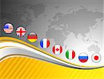 World Map with Internet Flag Buttons Background Original Vector Illustration