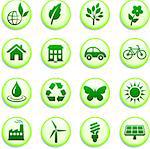 Green Environmental Buttons Original Vector Illustration Buttons Collection