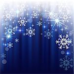 Christmas background with blue curtain and white snowflakes.Mesh.This file contains transparency.EPS 10.