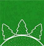 Illustration green paper cut-out set christmas tree - vector