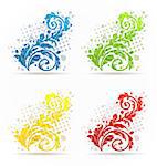 Illustration four seasonal floral colorful set isolated - vector
