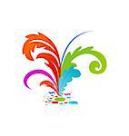 Illustration group colorful artistic feathers with ink - vector