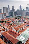 Singapore Chinatown with Modern Skyline Backdrop Aerial View