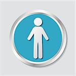 Button with white vector woman icon with shadow