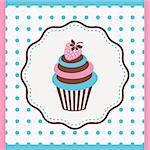 Vintage card with cupcake with strawberry vector illustration