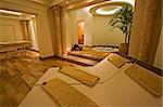 Beds and jacuzzi in a private VIP area of luxury health spa