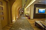 View down a corridor showing the interior of a luxury health spa