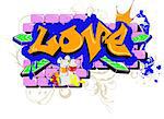 wall Graffiti love Urban Art Vector Illustration