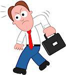 Cartoon businessman angry and go to work or home.
