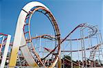 Roller coaster track in amusement park