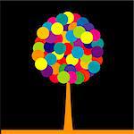 Abstract colored tree over black background
