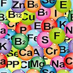 Background seamless with chemical formulas of vitamins and minerals