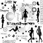 Fashion advertisement with women silhouettes