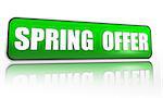 spring offer button - 3d green banner with white text, business concept