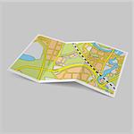 Illustration of city map booklet on grey background