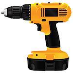 Hand electric drill with battery. Vector illustration.