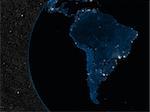 Night in South America with city lights viewed from space. Elements of this image furnished by NASA.