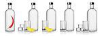 Bottles of vodka and glasses isolated on white