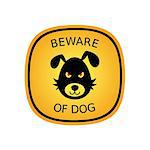 Beware of the bad dog orange sign vector illustration