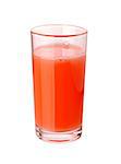 Tomato juice in glass isolated on white background
