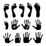 Vector illustration generation hand and foot prints isolated on white background. Created in Adobe Illustrator. EPS 8.