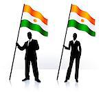 Business silhouettes with waving flag of  Niger Original Vector Illustration AI8 compatible