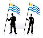 Business silhouettes with waving flag of uruguay Original Vector Illustration AI8 compatible