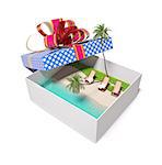 beautiful tropical beach in the gift box (creative concept)