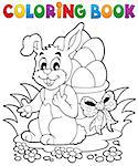 Coloring book Easter bunny 1 - eps10 vector illustration.