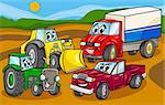 Cartoon Illustration of Funny Vehicles and Machines or Trucks Cars Comic Characters Group