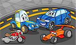 Cartoon Illustration of Funny Cars and Vehicles Comic Characters Group