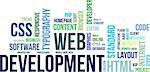 A word cloud of web development related items