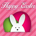 Vector - Happy Easter Rabbit Bunny on Pink Background
