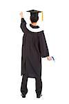 graduation man wearing a mortarboard and pointing somewhere