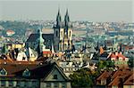 This is a general view of Prague, Czech Republic. It is appear a variety of architecture in this old town.